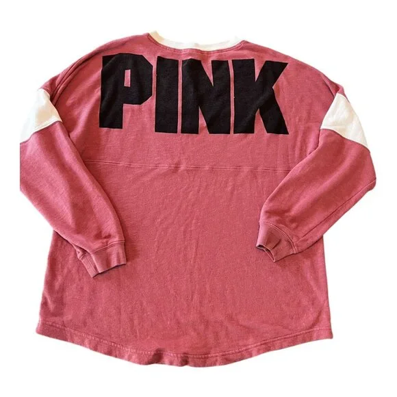 Victoria’s Secret PINK Varsity Long Sleeve Jersey Top Logo Women’s Large - Picture 5 of 5